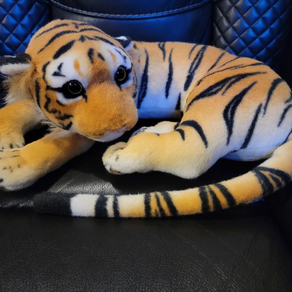 American Furniture Warehouse Realistic Laying Tiger Plush 18" Stuffed Animal